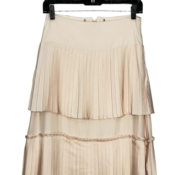 English Factory Peach Colored  tiered Accordion Pleated Maxi Skirt Sz 2/4 - Picture 5 of 11